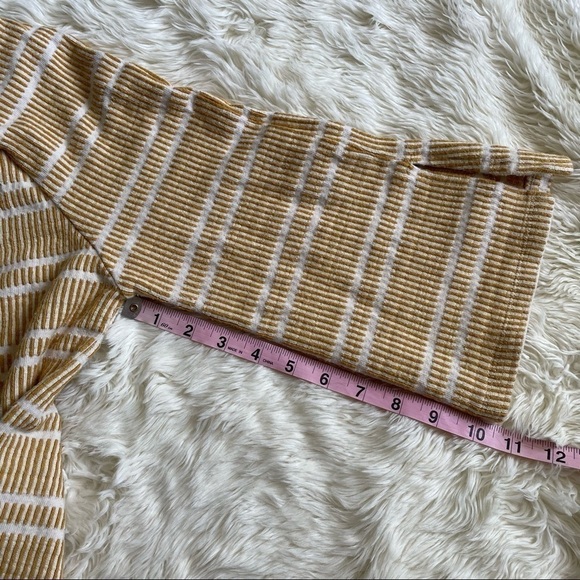 Anthropologie Postmark Blouse Flare Sleeve Textured Stripe Yellow & White M - Picture 14 of 14